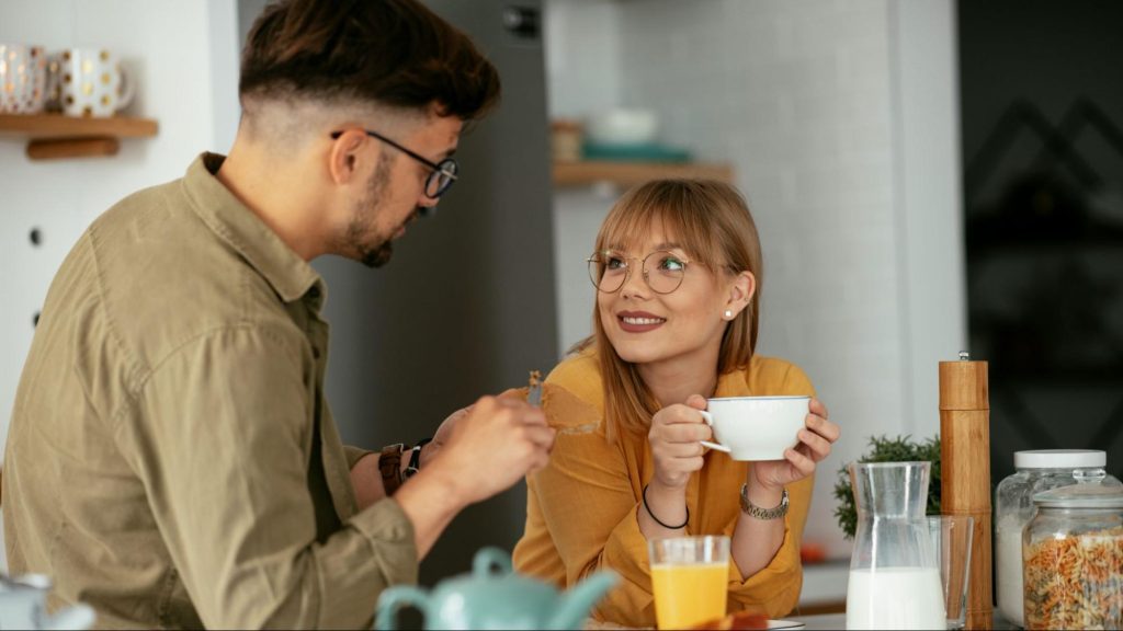 Woman observing a man
