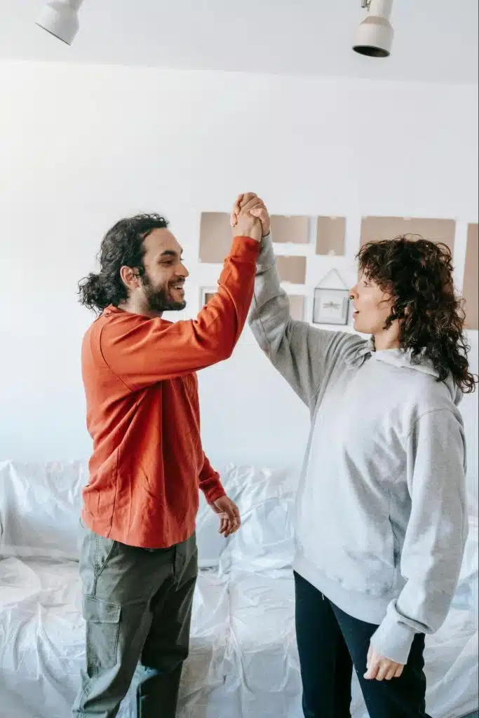 A man and woman being a team