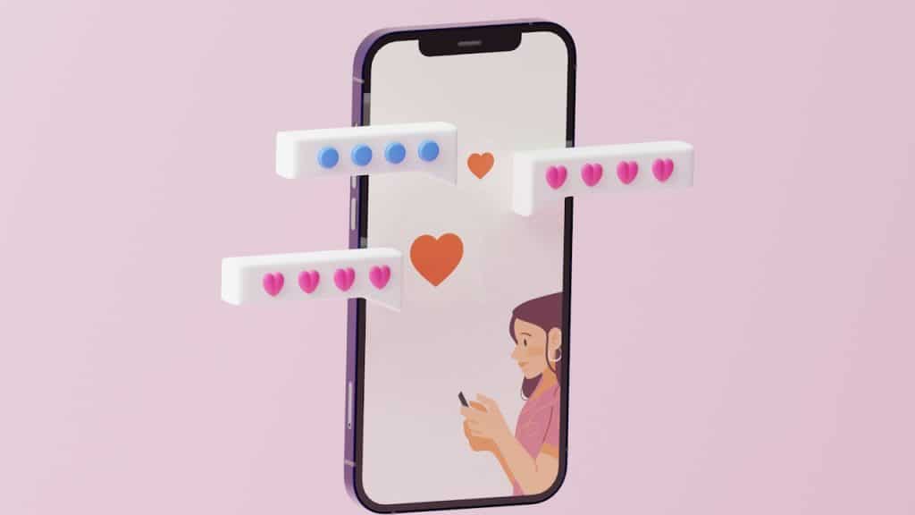 A cellphone showing a woman conversing on messages.