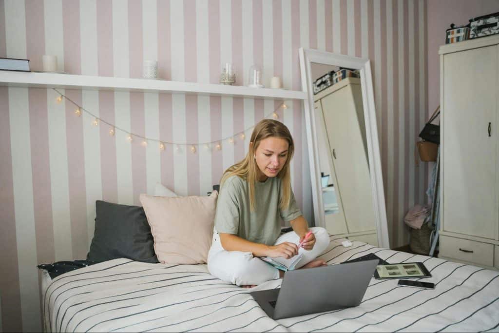 Woman using a laptop
