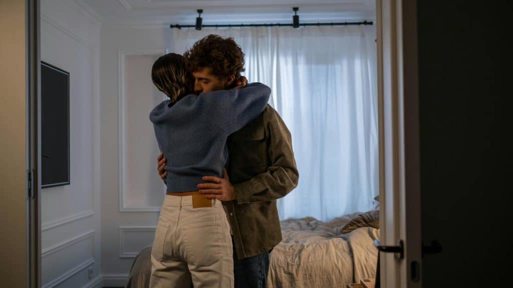 A couple hugging each other