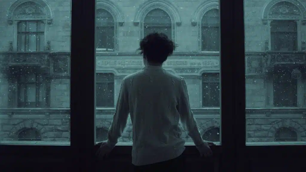 A man gazing out of a window.