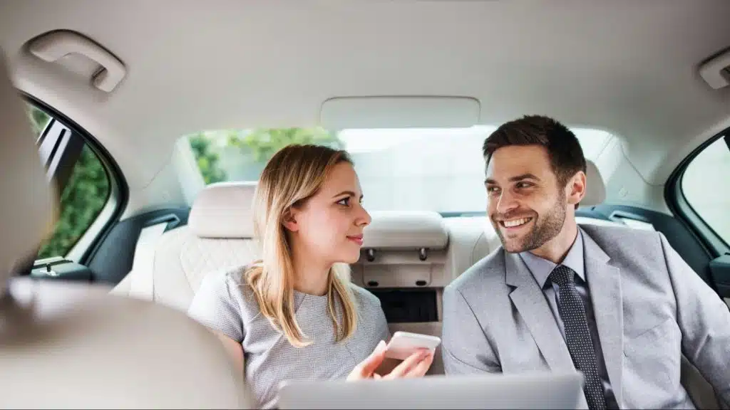 A man making a joke to woman