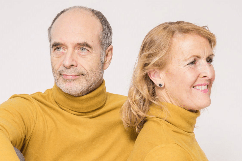 A couple with matching outfits