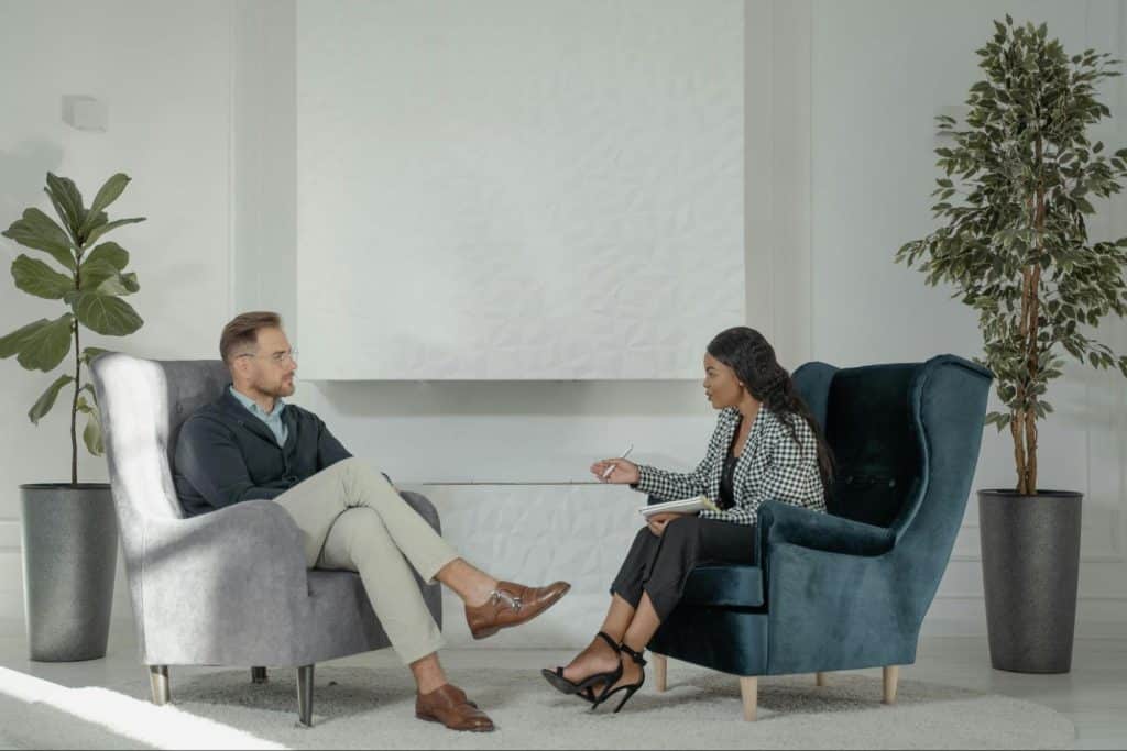 A man and woman being casual to each other