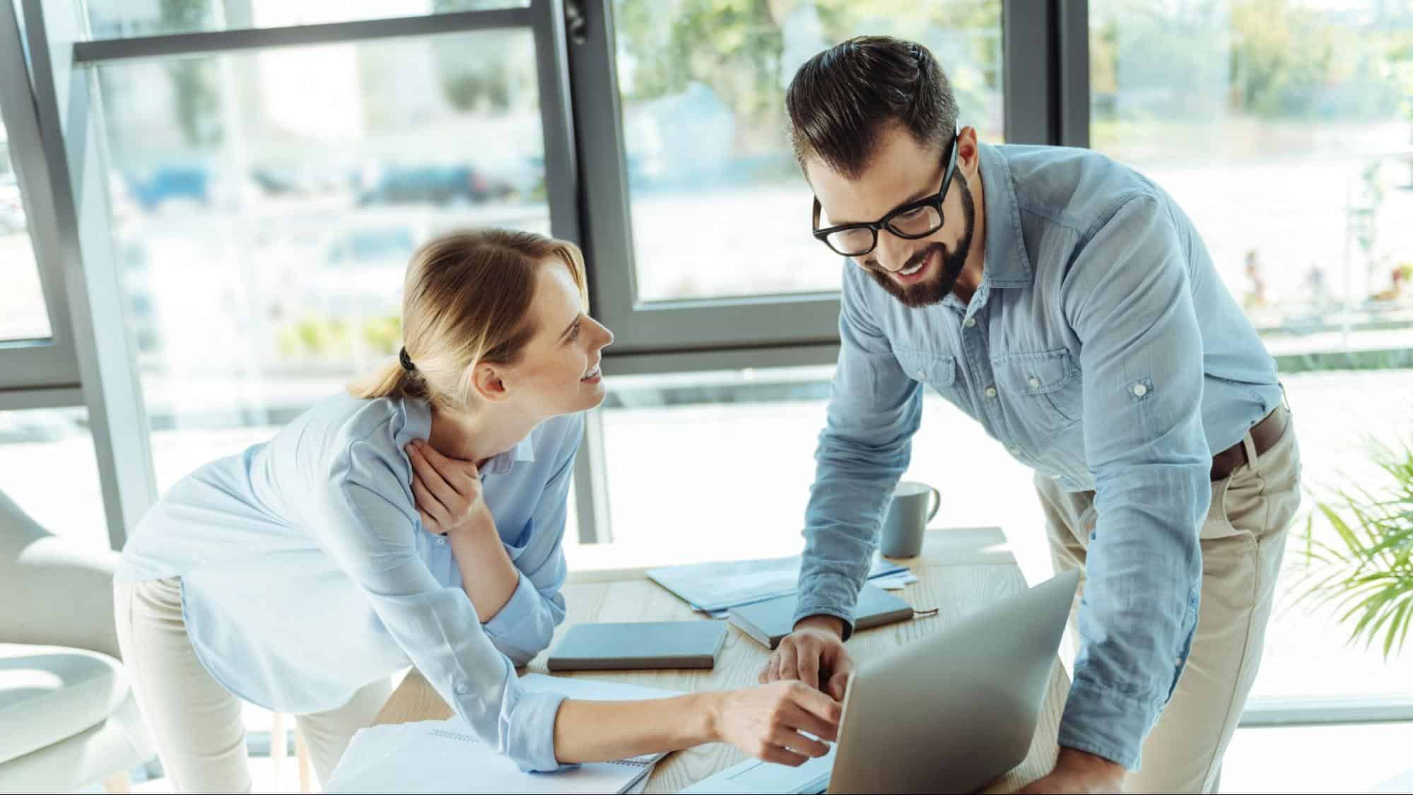 A man and woman being a team