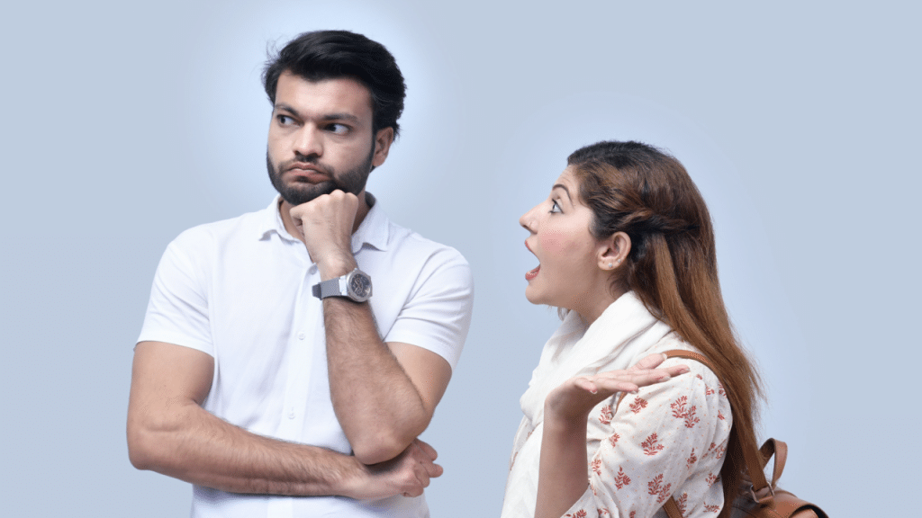 A man ignoring his wife