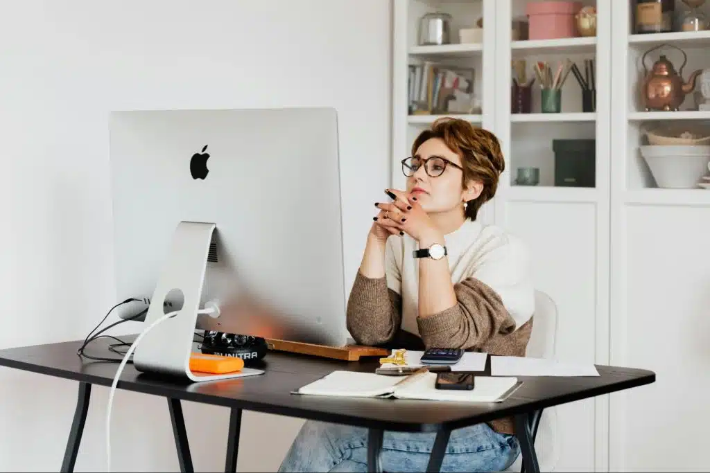 Woman alone and thinking