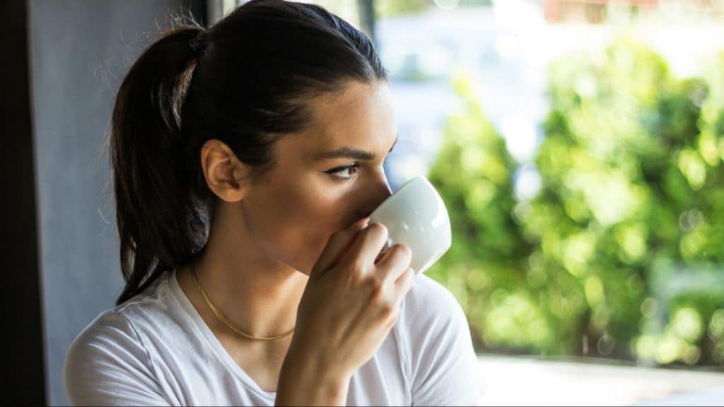 Woman drinking coffee