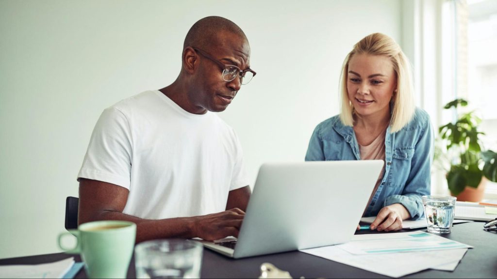 A man and woman at work