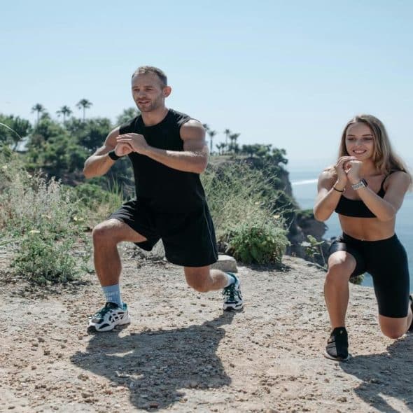 A couple exercising together