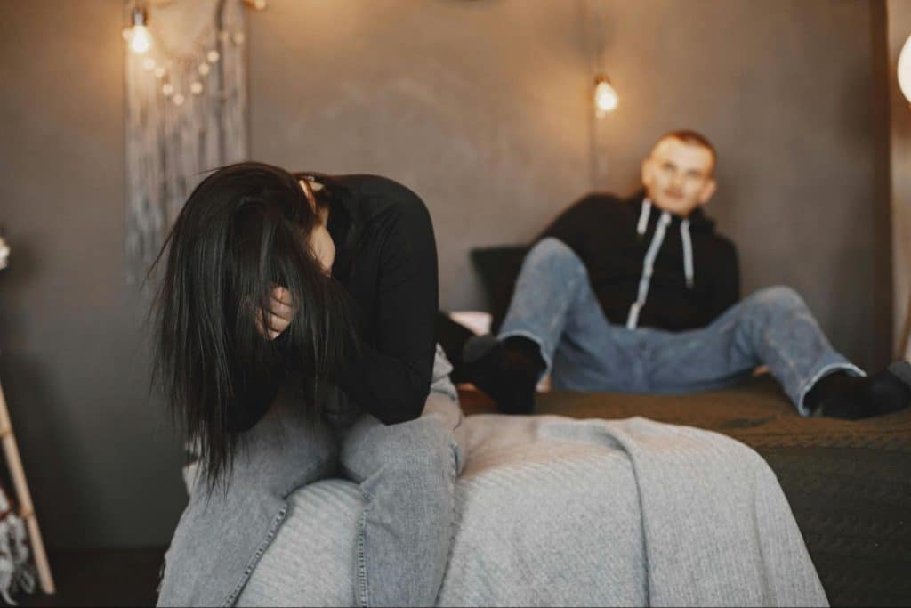 A woman feeling down