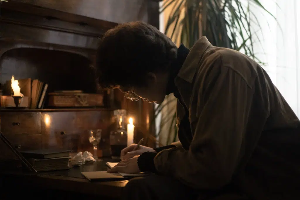 A man writing notes