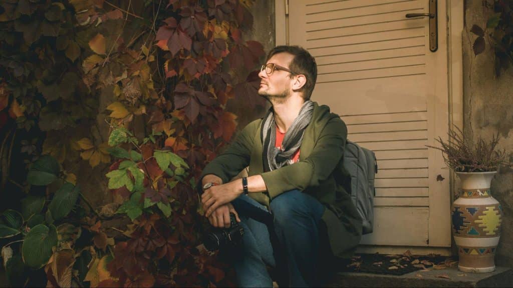 A man reflecting with himself
