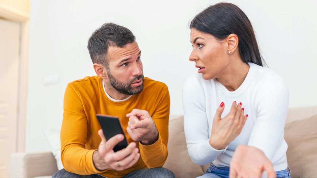 A man and woman arguing