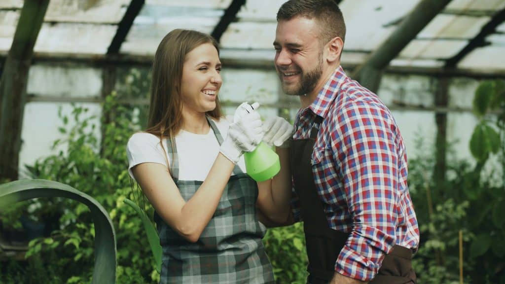 couple laughing together candid