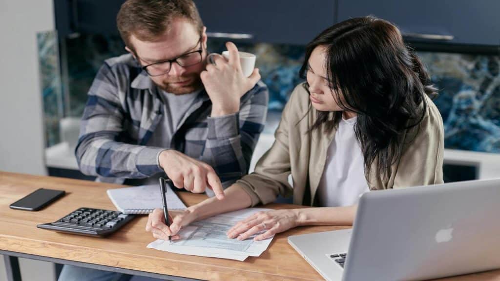 A couple doing their bills