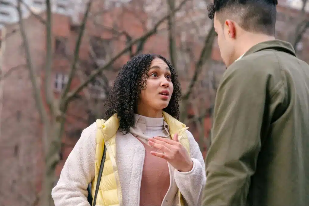 A man and woman arguing