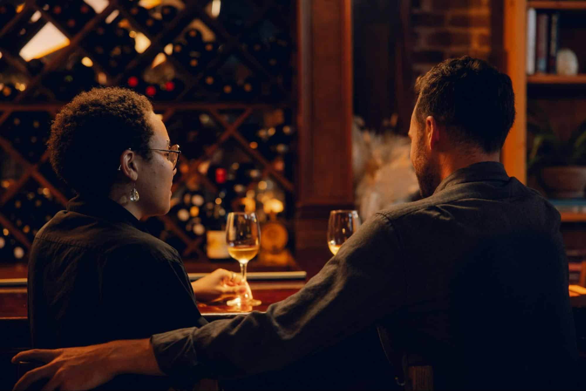 A man and woman having a conversation 