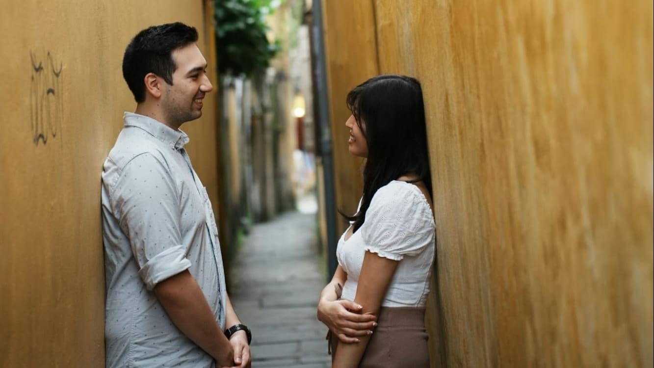 couple relaxed conversation