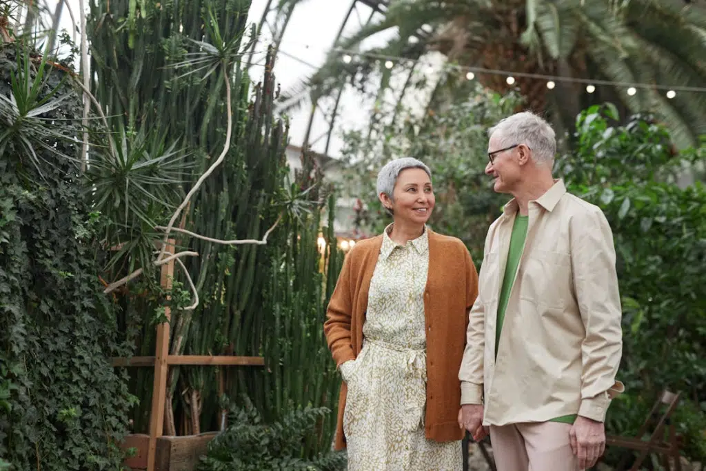 A couple at a garden