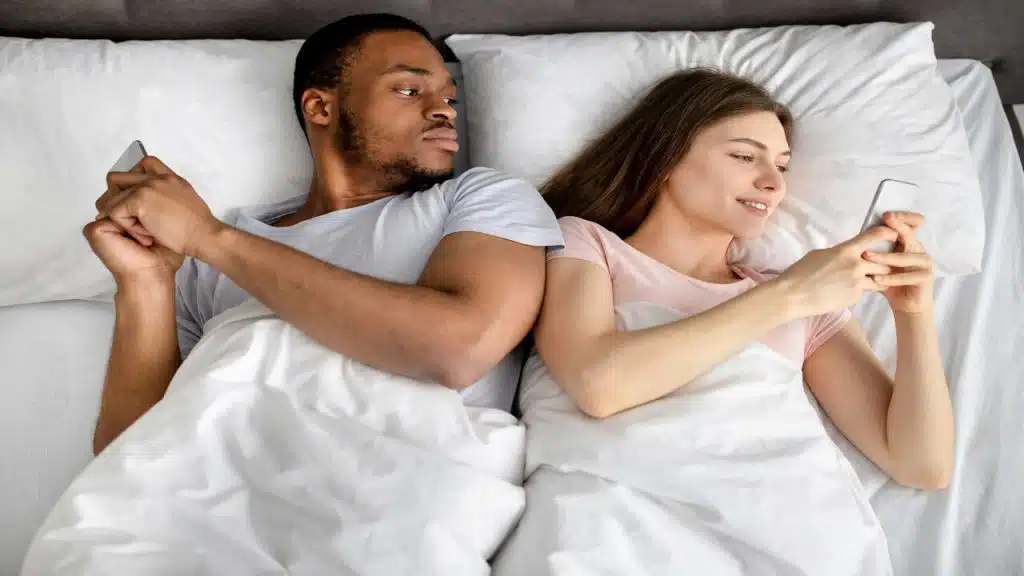 A man jealous over who his wife is texting