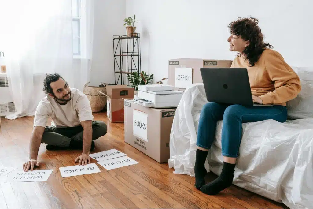 A man helping woman