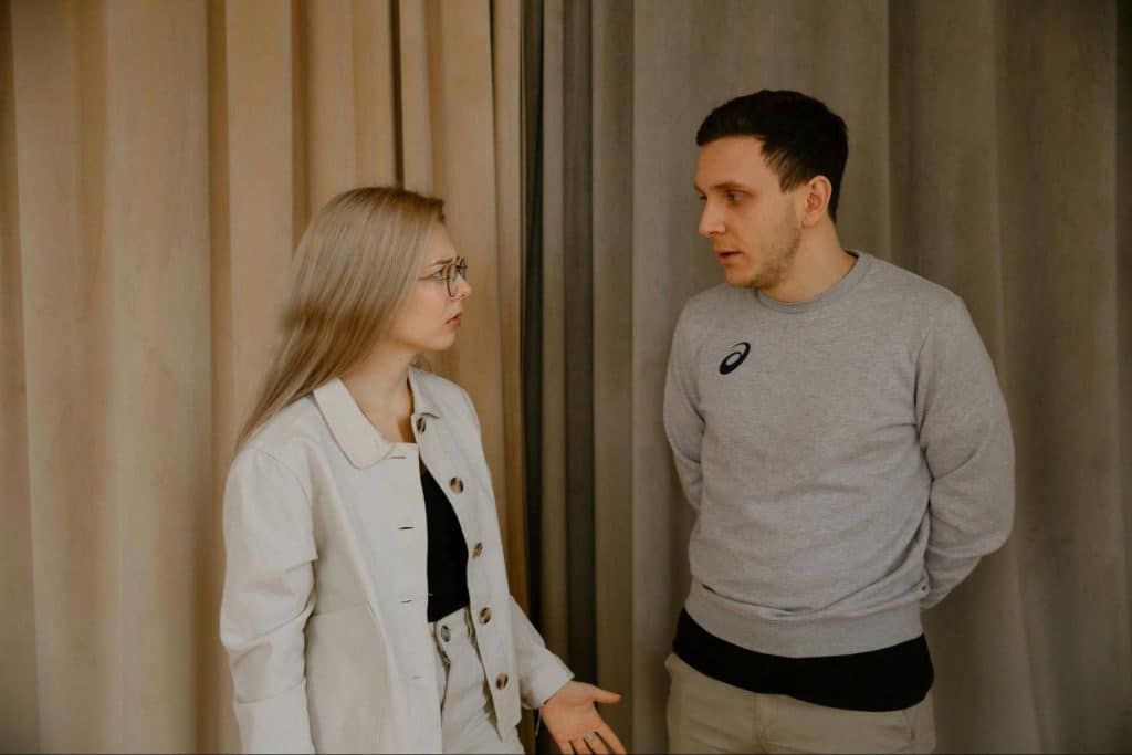 A man and woman arguing