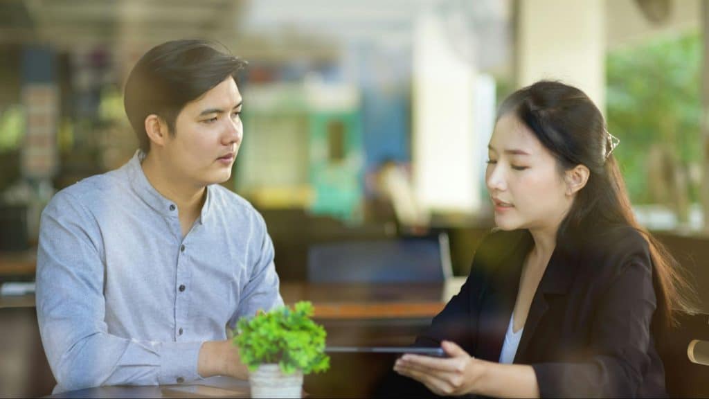A man and woman arguing