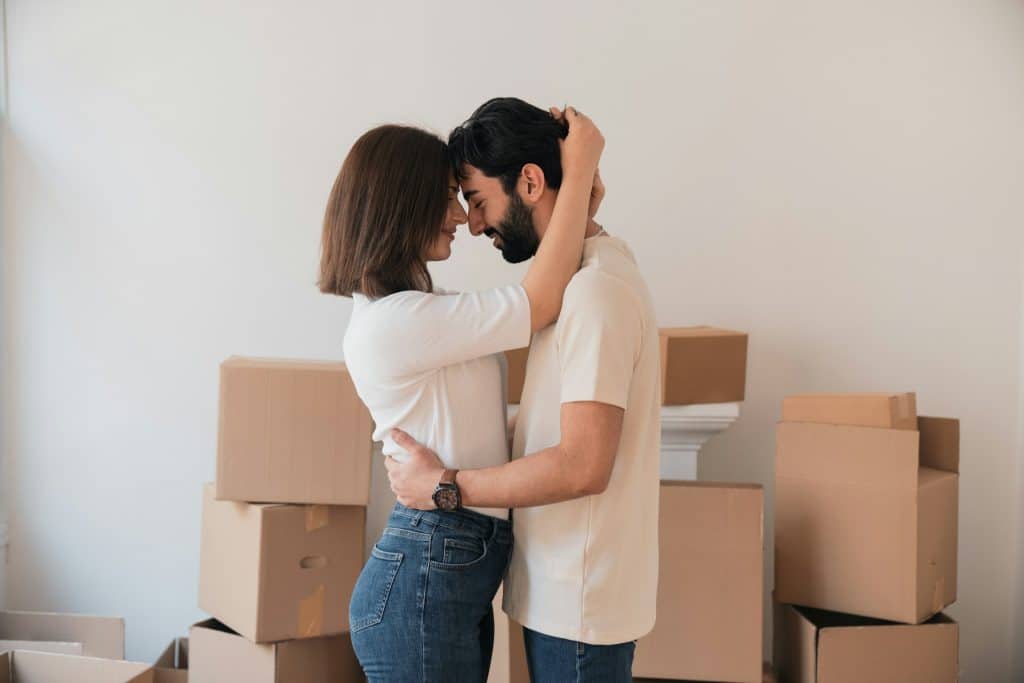 couple taking deep breath conversation