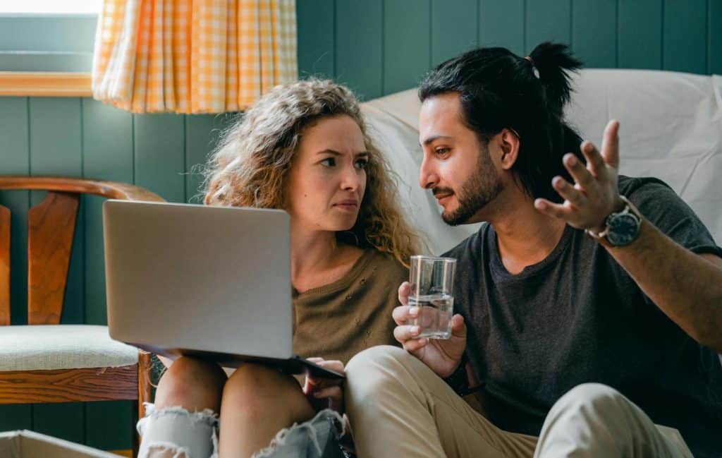A man being honest and a woman annoyed with him