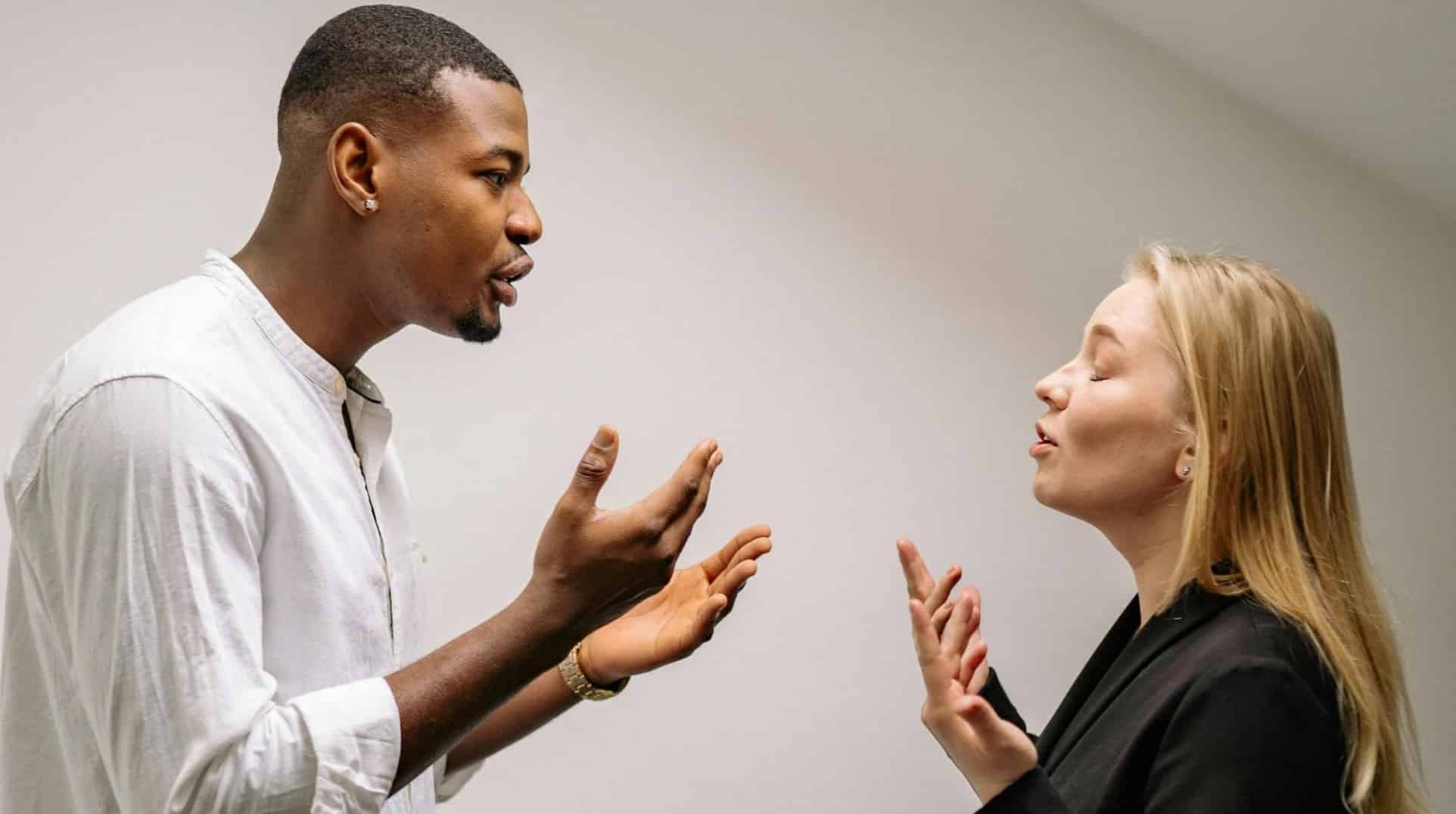 A man and woman arguing