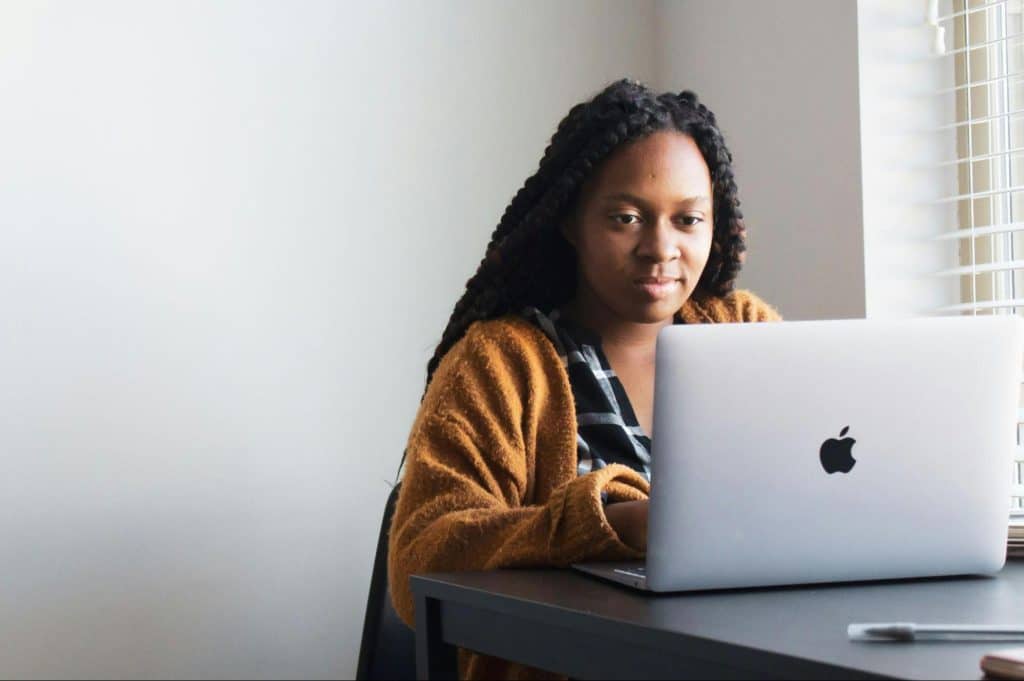 Woman looking at the laptop