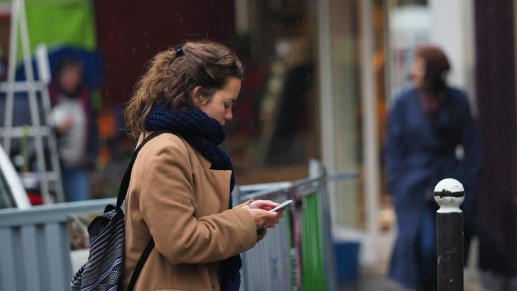 A woman checking her phone