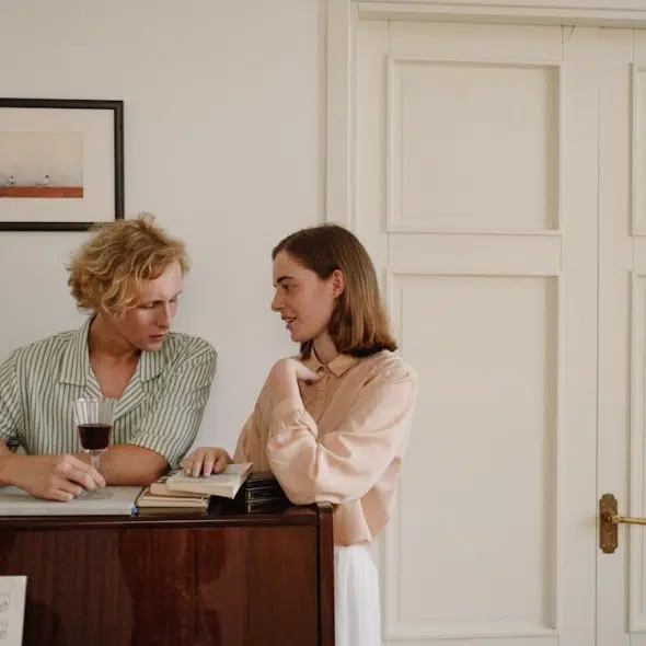 A couple talking