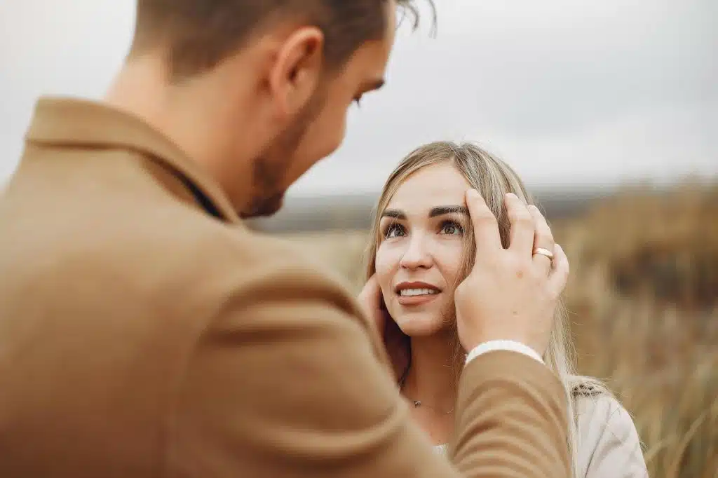 Woman looking at the man