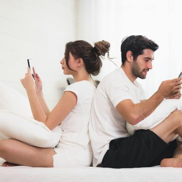 couple using phone