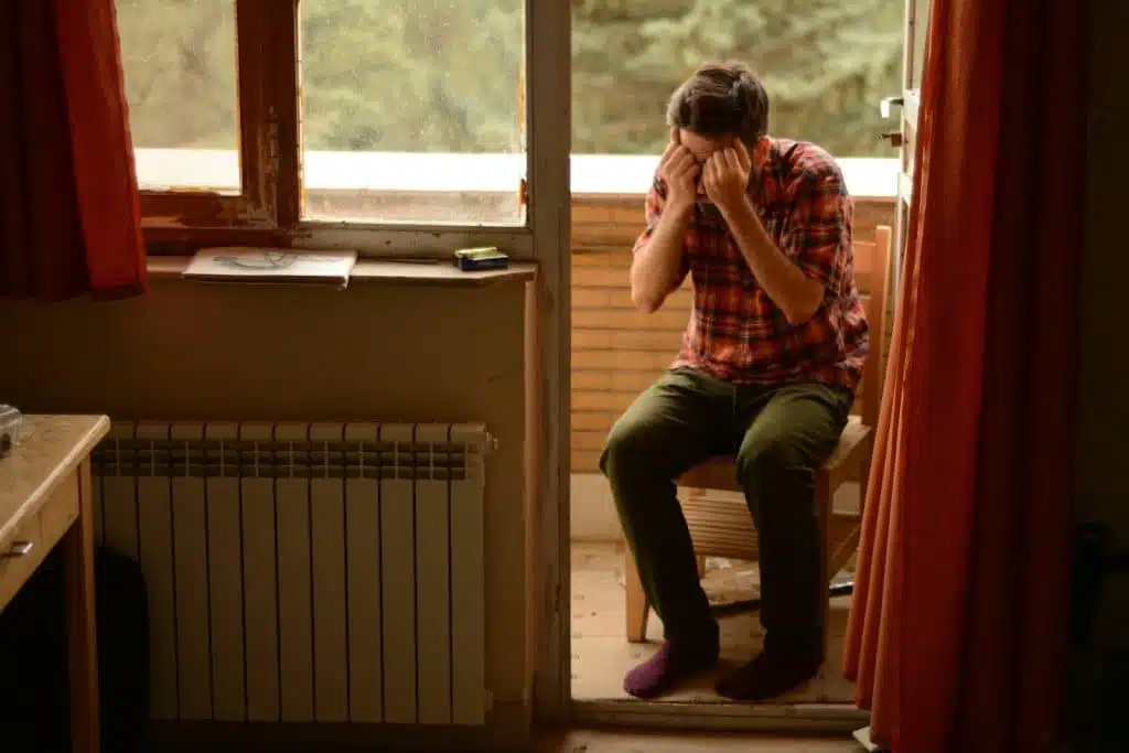 stressed man indoors