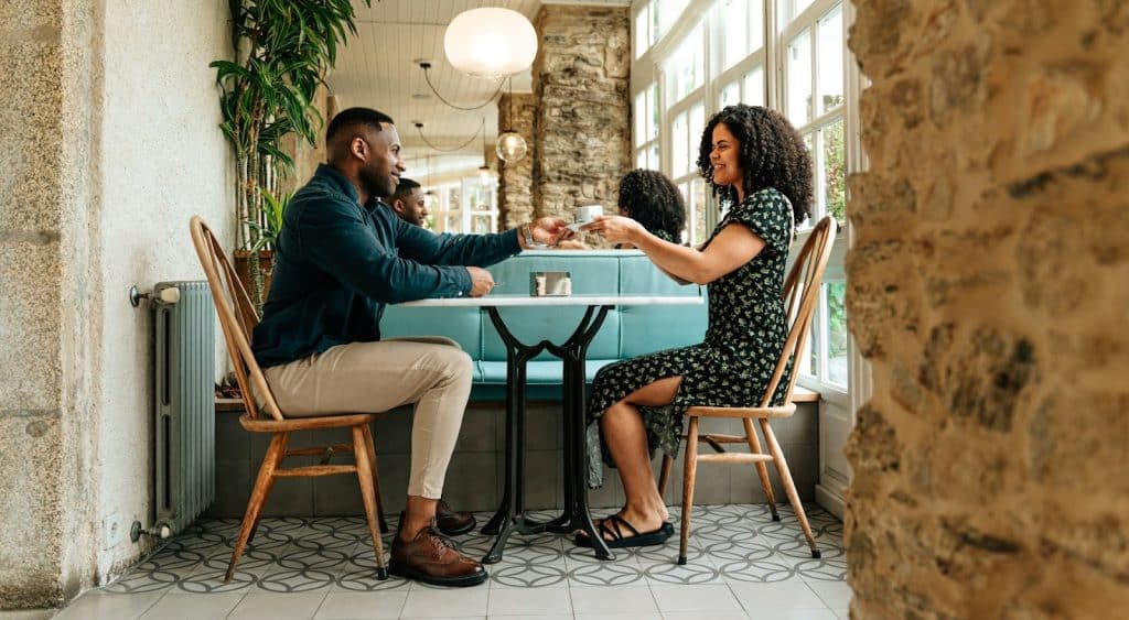 couple cafe conversation