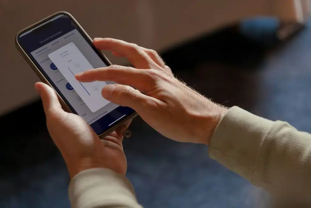 person using dating app