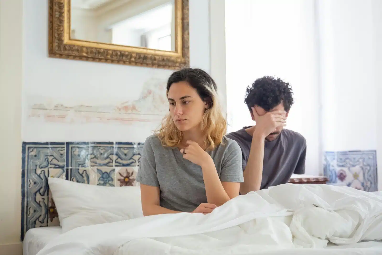 Woman looking fed up with a man