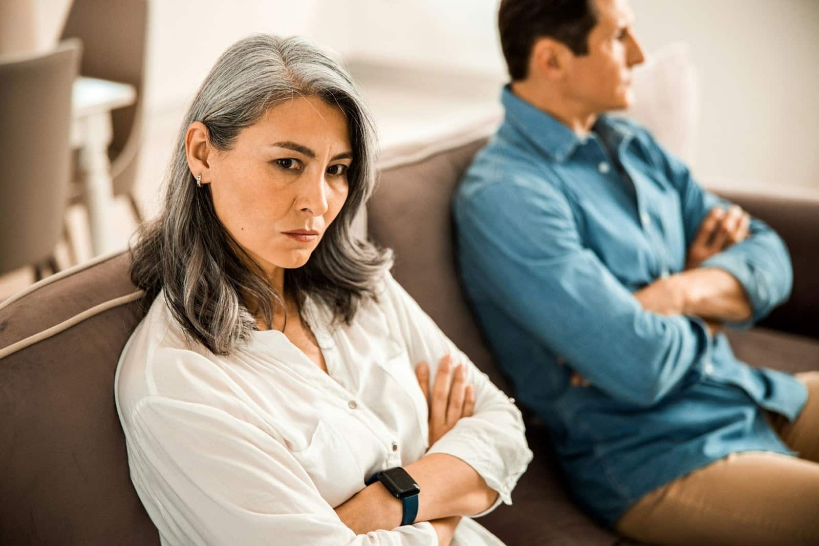 A man and a woman not talking to each other