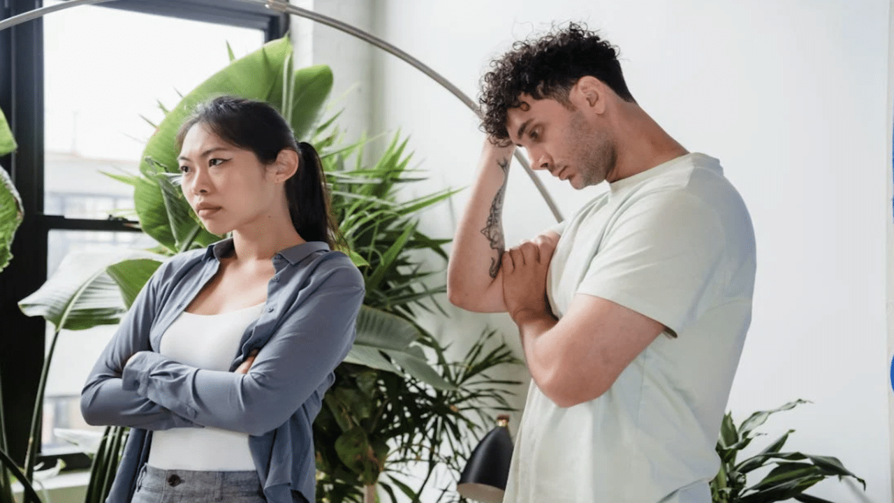 A couple fighting at home