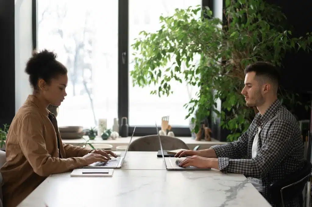 A man and woman not greeting each other