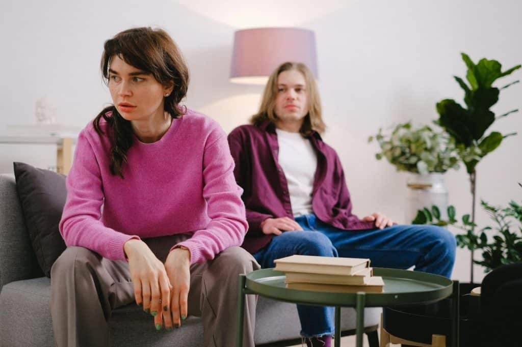 A man and woman not talking to each other