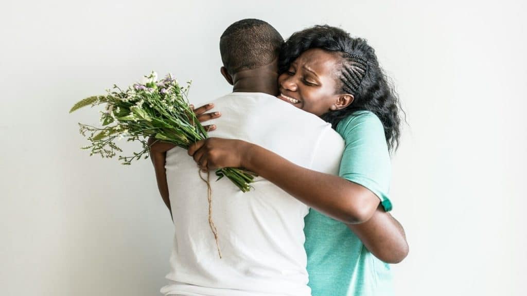 A couple reconciling after a fight