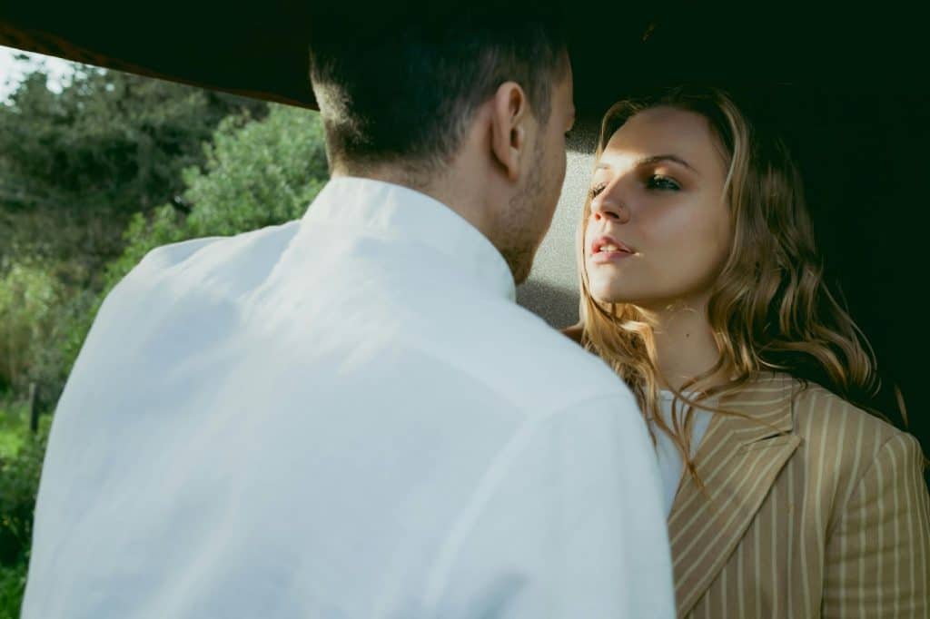 Couple looking at each other
