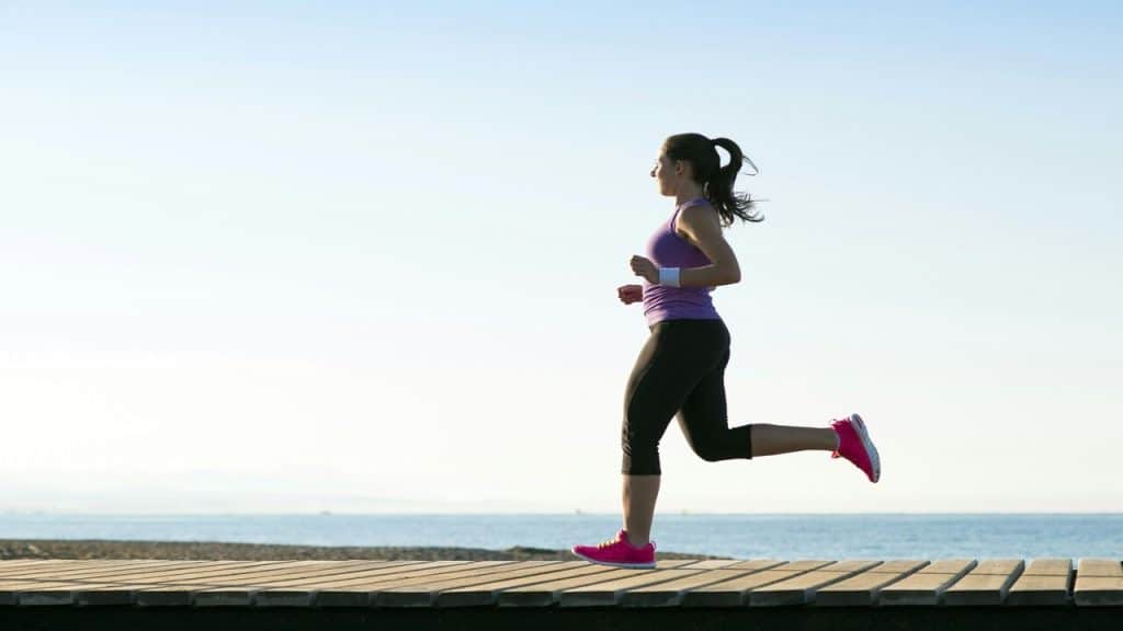 A woman running by herself