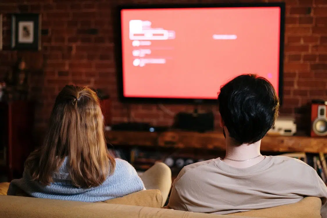 A couple watching a movie