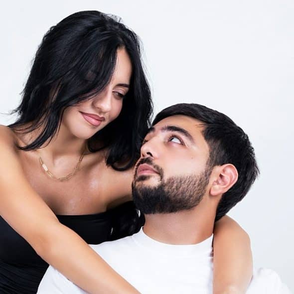 Woman looking at the man